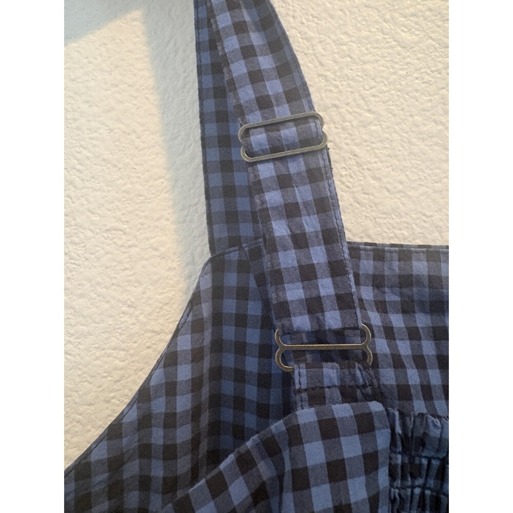 Marine Layer Demi Poplin Midi Dress Womens Large Blue Gingham Pima Cotton - Picture 9 of 12